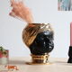 Black and gold Italian ceramic head vase signed Behreno