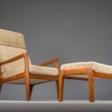 Ensemble de fauteuil à dossier haut et ottoman Senator en teck par Ole Wanscher pour Poul Jeppesen Collectors, Cado, années 1960