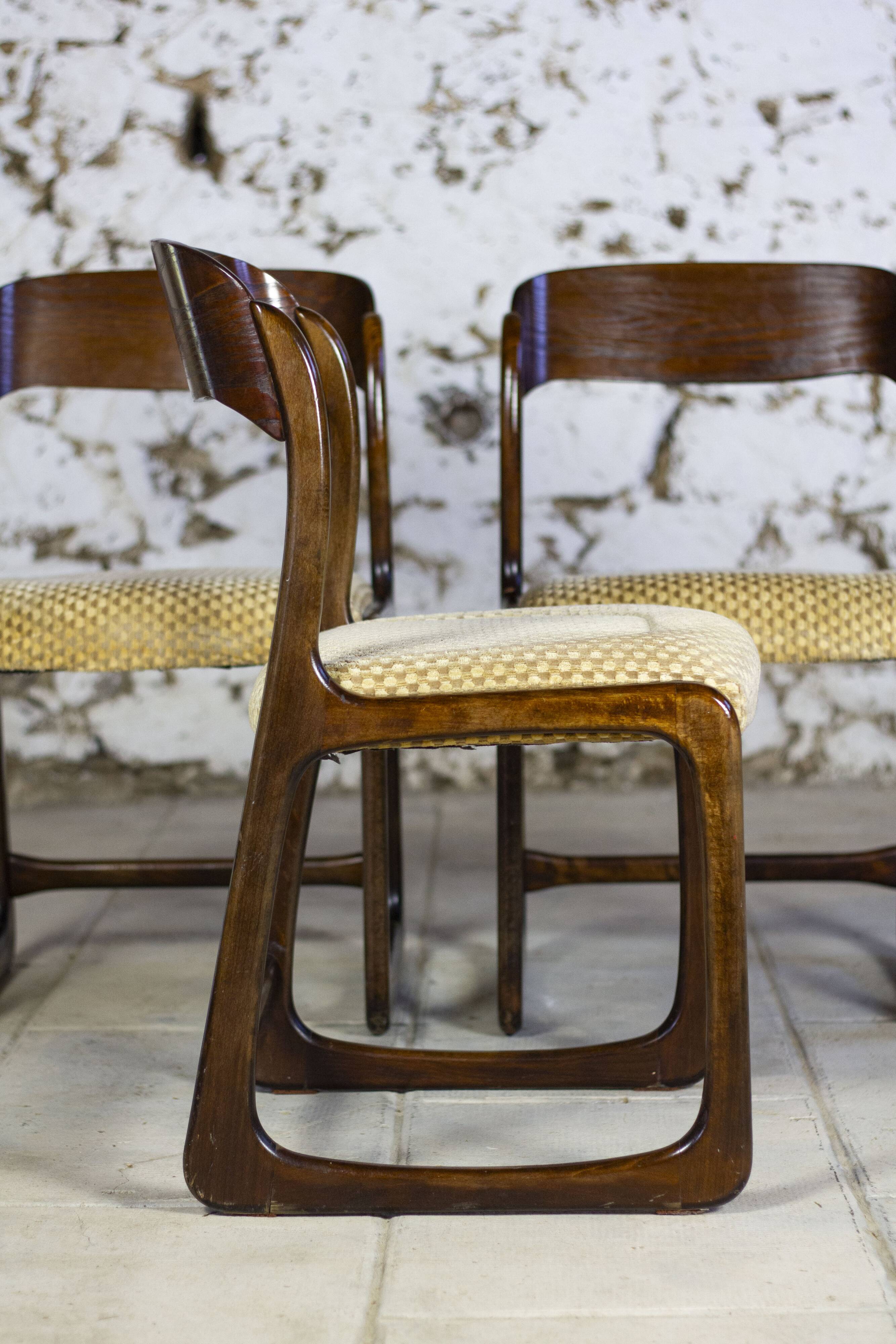Set of 3 sleigh chairs by Baumann, 1960
