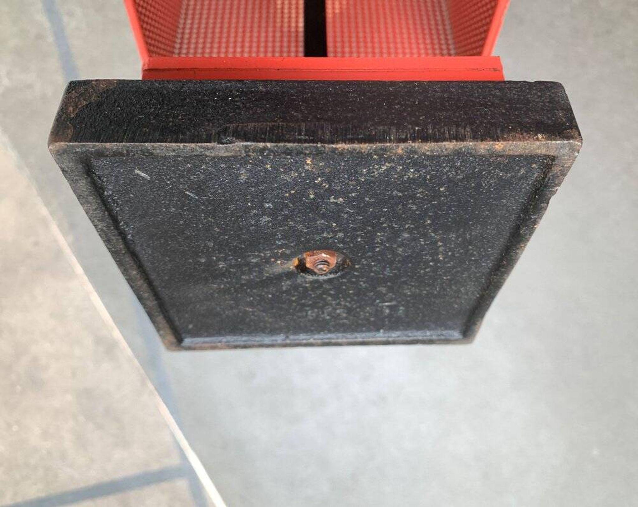 Minimalist perforated steel umbrella stand, 1960s