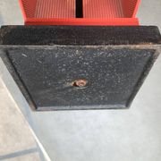 Minimalist perforated steel umbrella stand, 1960s