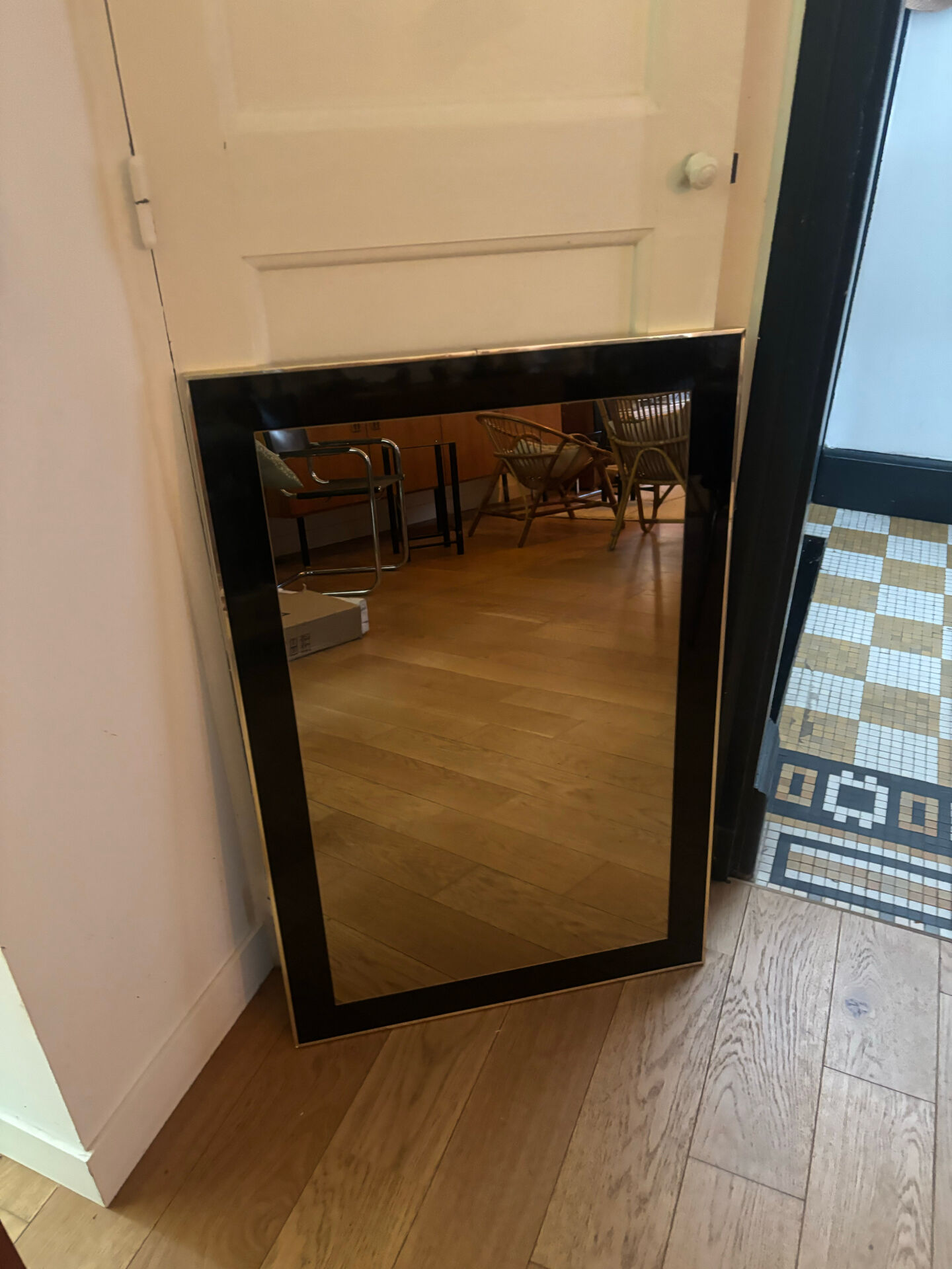 Grand miroir noir verre fumé