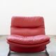 Armchair and pouf in red leather, Vitelli and Ammannati, for Brunati 70/80