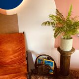 Vintage rattan plant pedestal