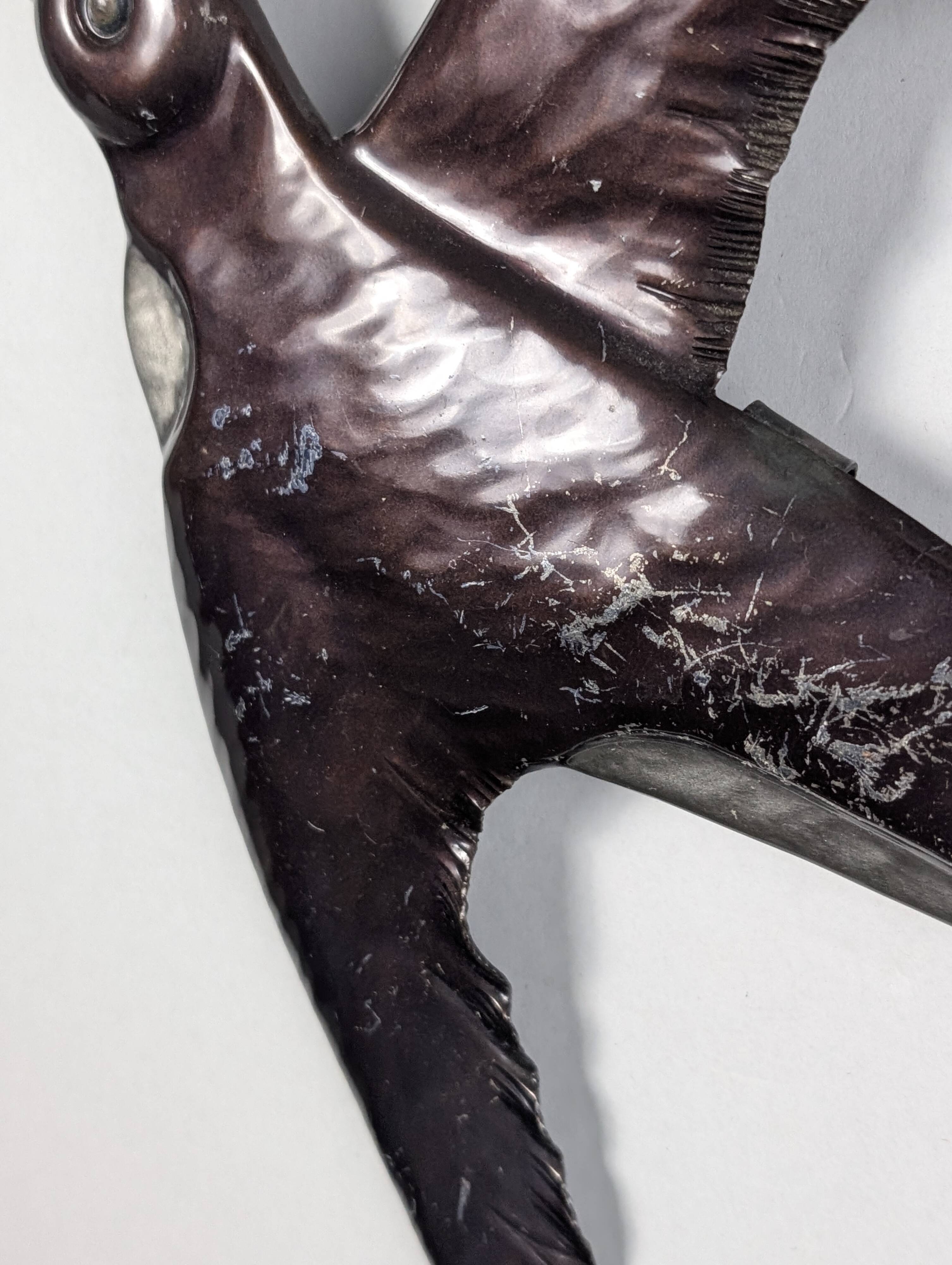 Pair of Metal Wall Sculptures Swallows, Signed, 1970s