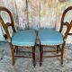 Pair of antique louis philippe chairs wood + blue vintage fabric seat