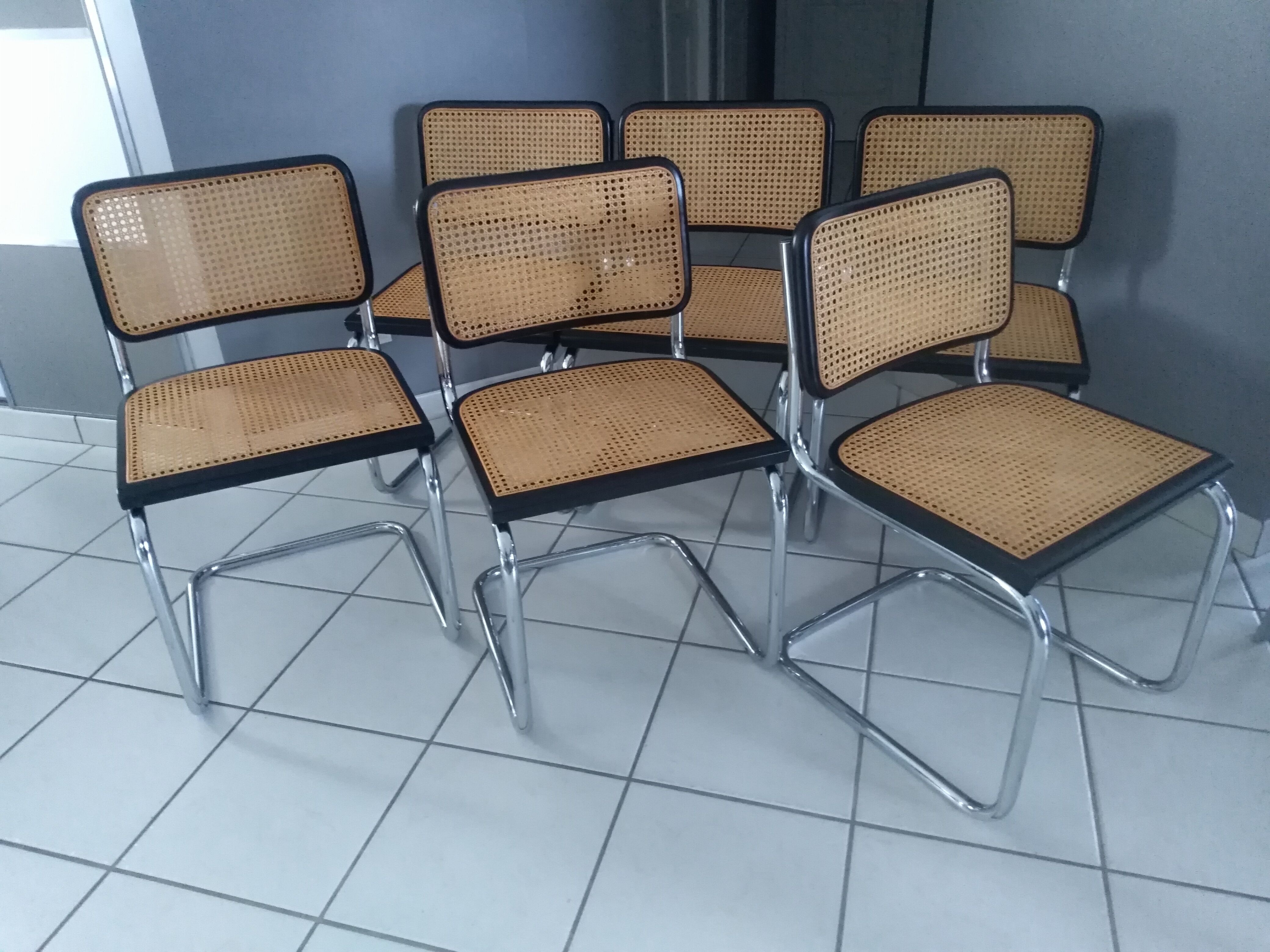 Suite de 6 chaises Cesca B32 par Marcel Breuer vintage années 1990