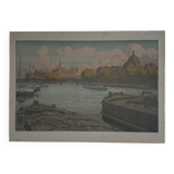 Lithograph on Chinese paper by Henri Rivière The Institute and the City