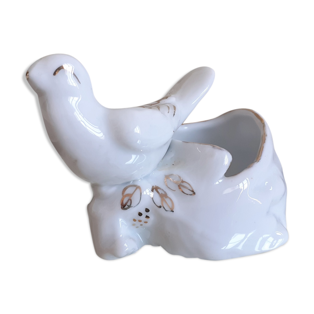 Salière Dinette Ancienne – Verre De Portieux – Oiseau Stylisé – Fin XIXe