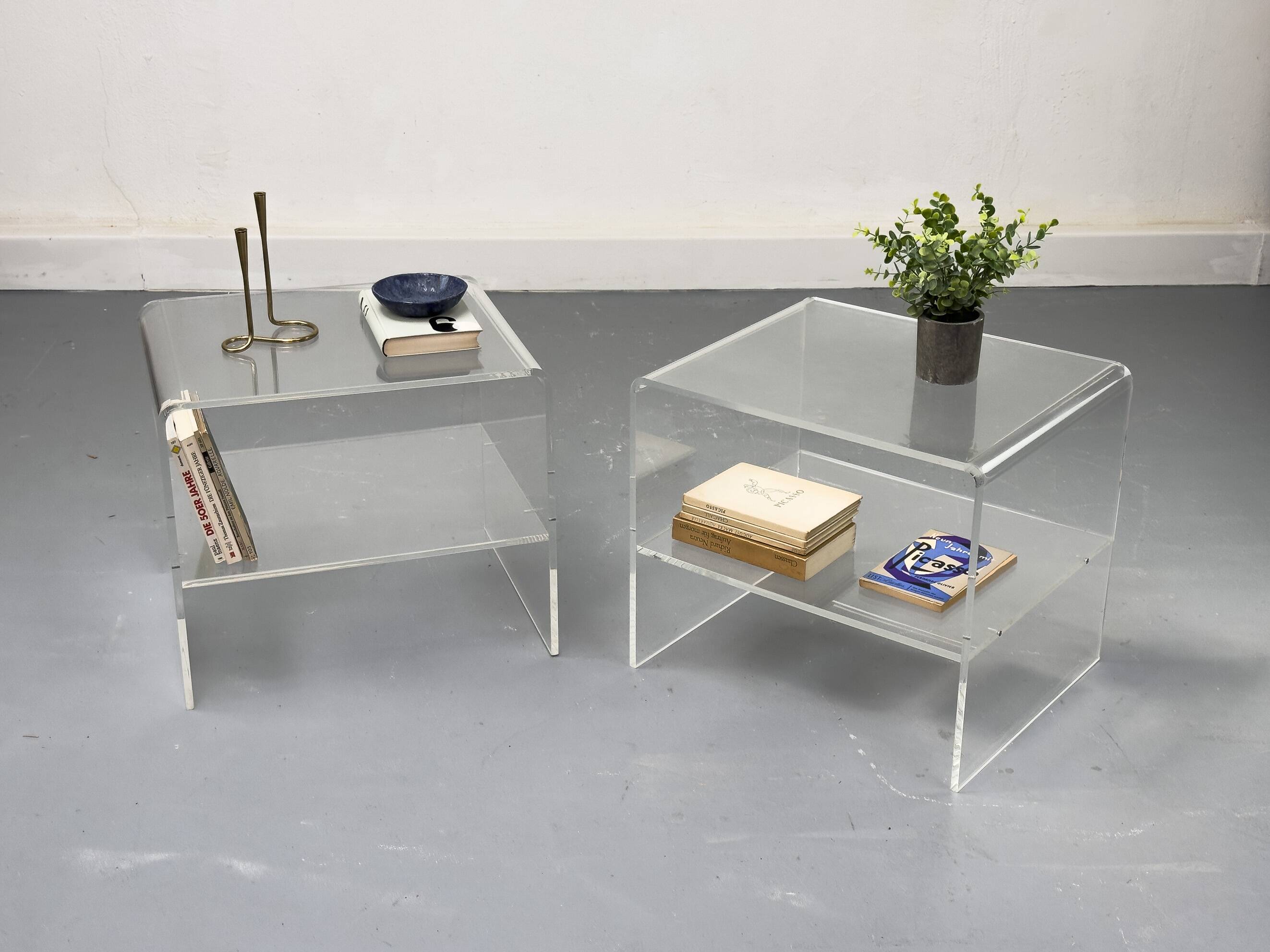 Set of 2 Acrylic Bedside Tables, 1970s
