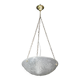 French Art Deco glass bowl pendant chandelier with floral pattern, 1950