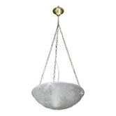 Suspension en verre Art Déco français avec motif floral, 1950