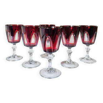 6 verres à vin rouge gothique