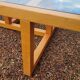 Modernist vintage square coffee table, in wood and old glass