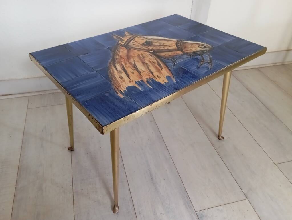 50s ceramic horse coffee table