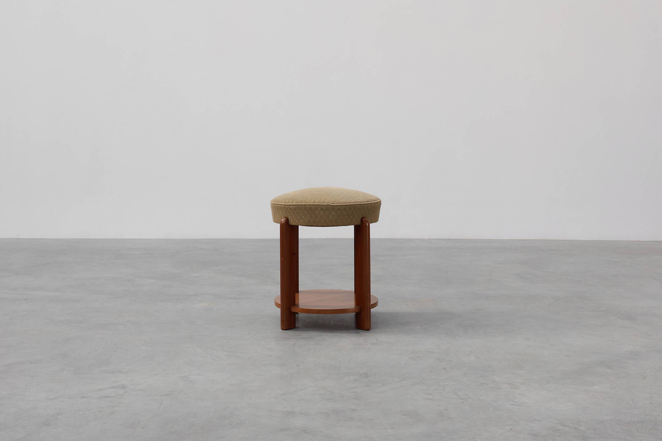 Art Deco stool in wood with original fabric, France ca. 1920