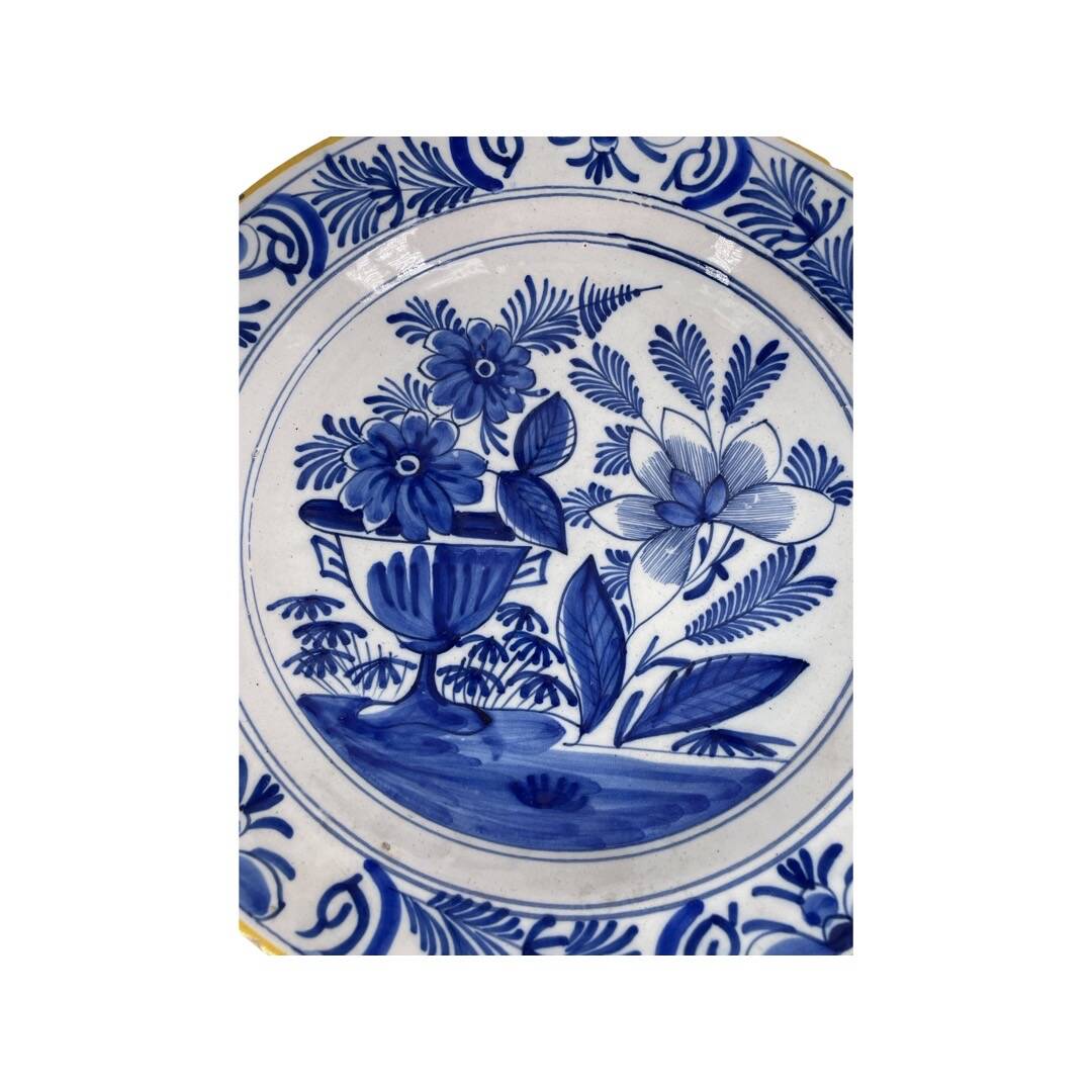 Large Delft Earthenware Plate from the 18th Century