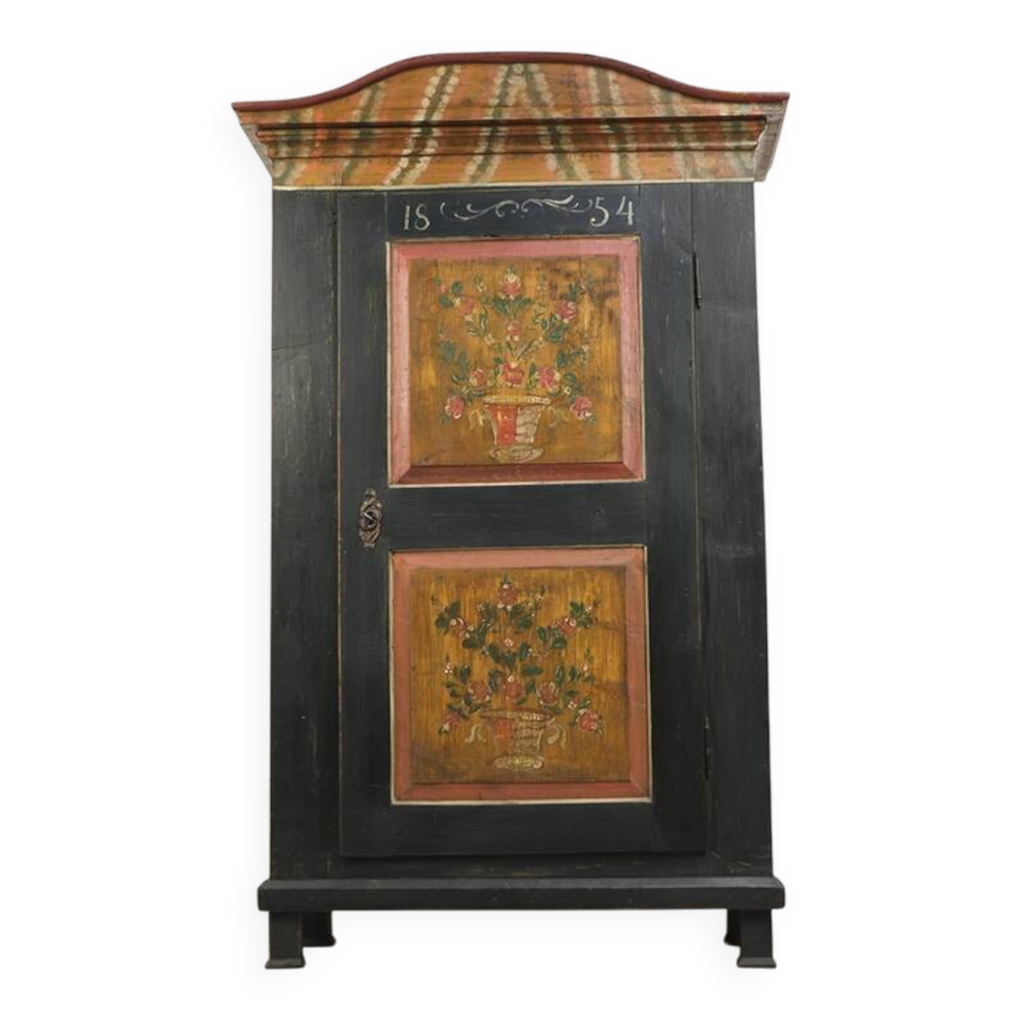 Armoire de mariée peinte à l'art populaire