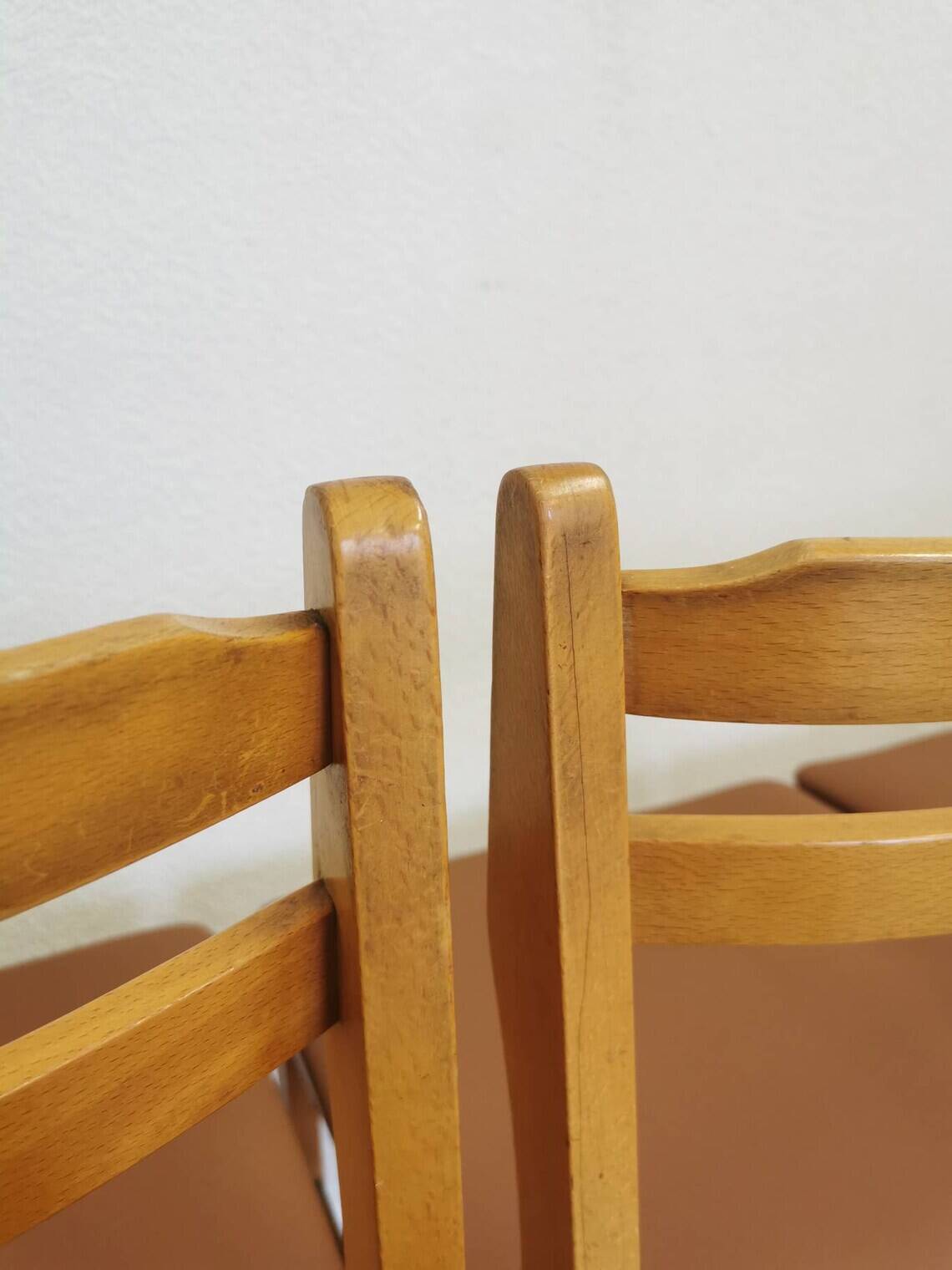 Set of 4 Vintage Branko Ursic Dining Chair: 1970s Scandinavian Wood & Brown