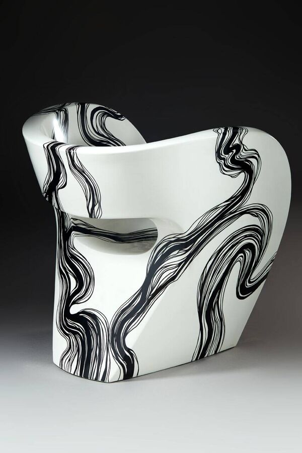 Smoke - Fauteuil Little Albert de Ron Arad, peint à la main, Signé Amane