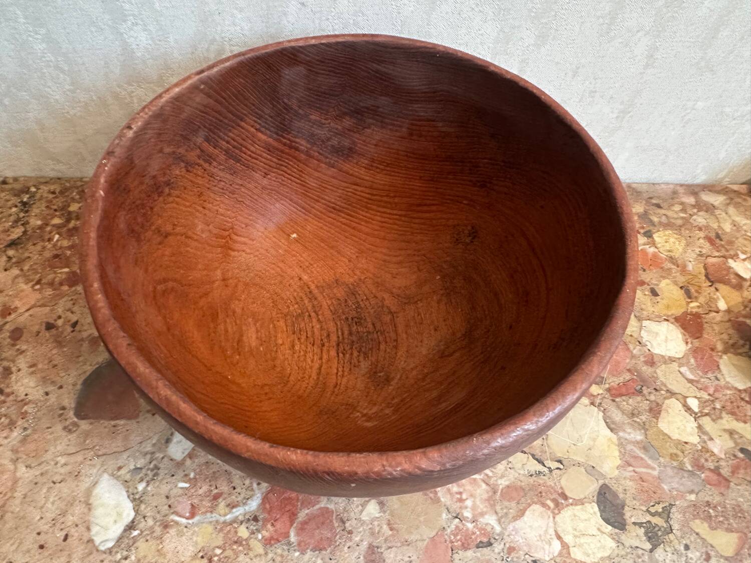 Large vintage monoxyle wooden bowl H 18 / D neck 30 cm