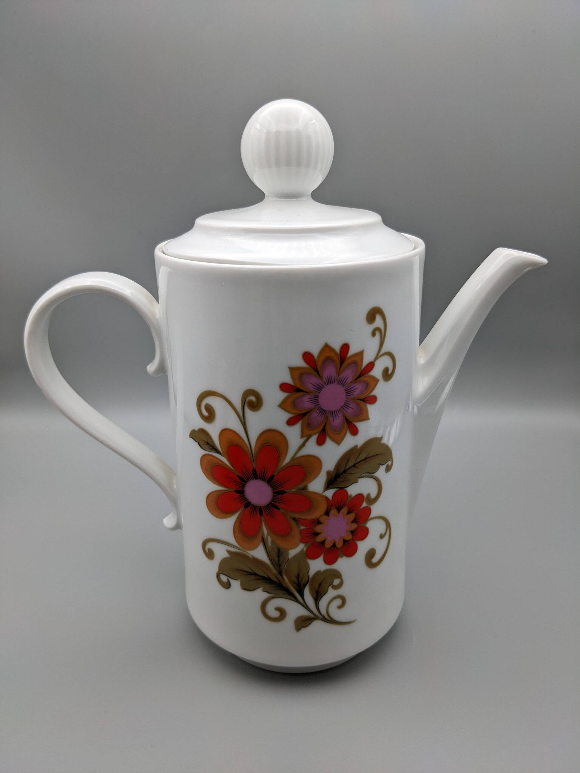 Théière cafetière blanche décor floral vintage winterling bavaria