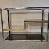 Showcase shelf 70s metal & smoked glass