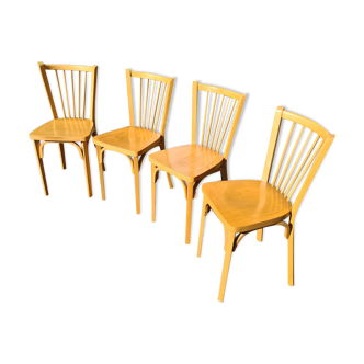 Series of 4 vintage chairs bistro Baumann 87
