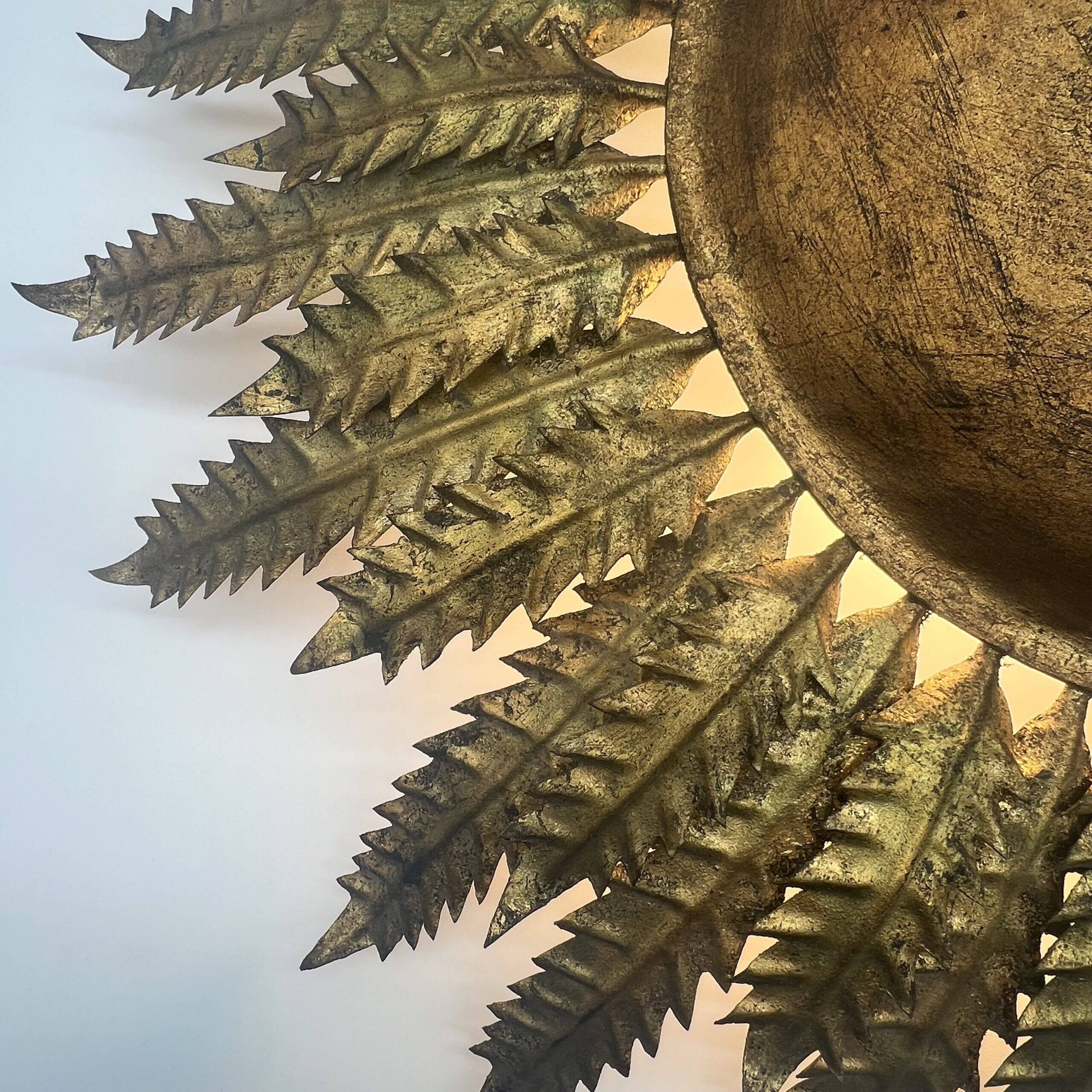 Large wall sconce "Sol" in gilded wrought iron – Spain, 1950s