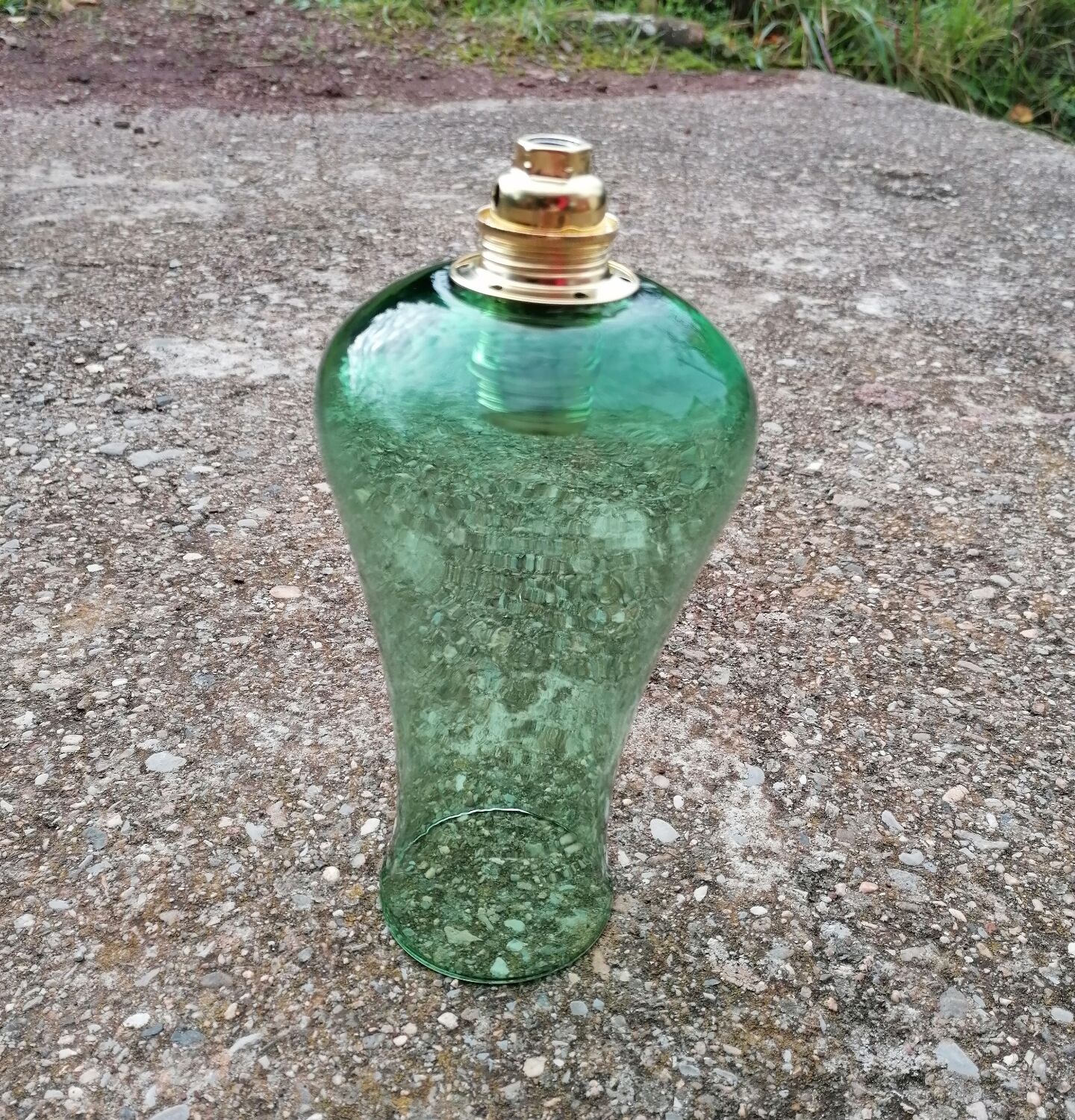 Vintage green pendant lamp in blown glass