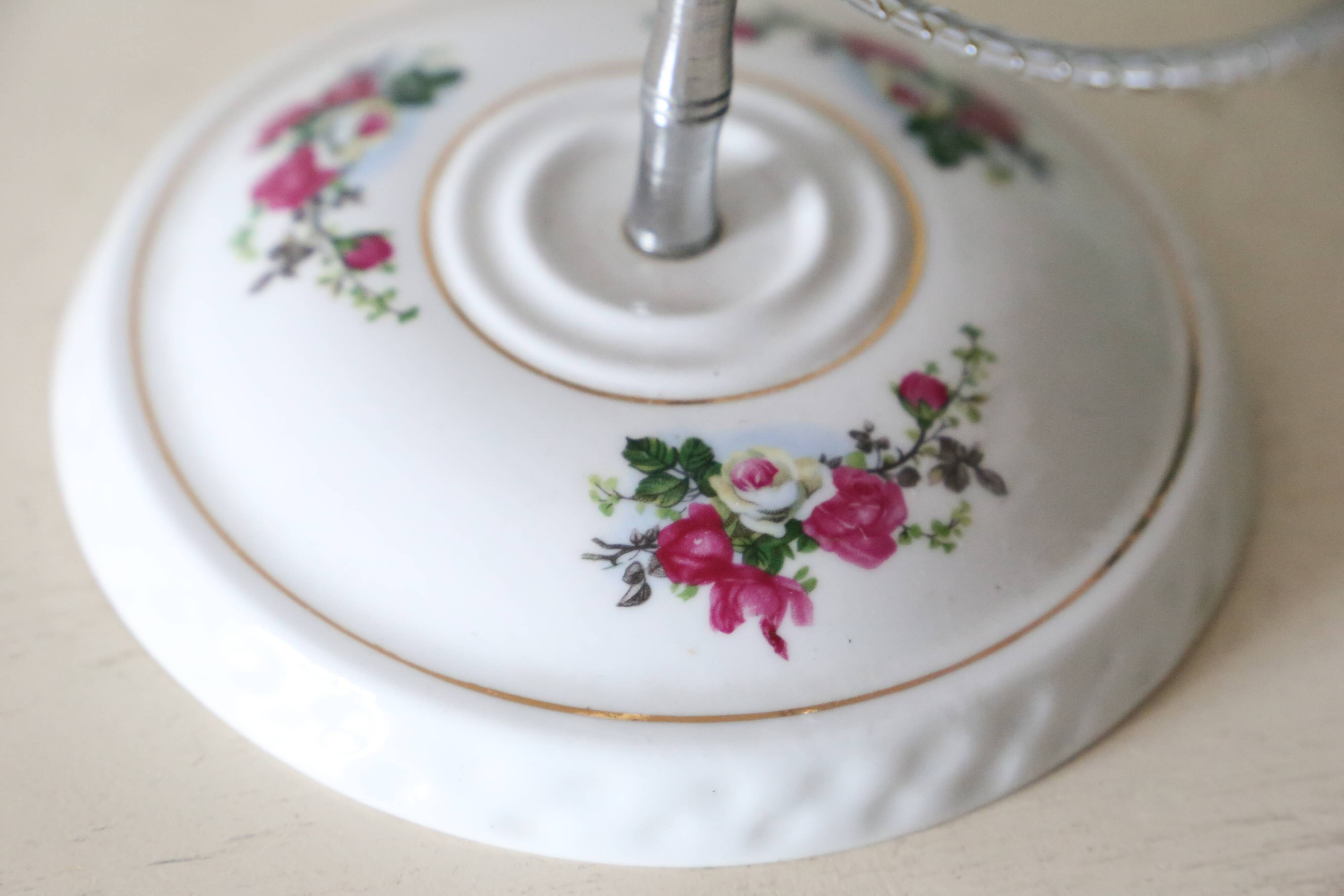 Standing mirror, porcelain base, vintage