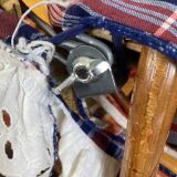 1970s wicker rattan portable bassinet cradle complete with bedding