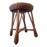 Vintage rattan and wicker stool