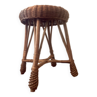 Vintage rattan and wicker stool