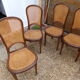 Set of 8 Louis XVI style convertible chairs, canned, racket backrest