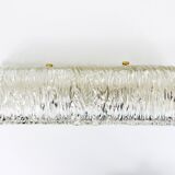 Wall-mounted mirror sconce by J.T. Kalmar, brass and textured glass, Austria, 1950s.