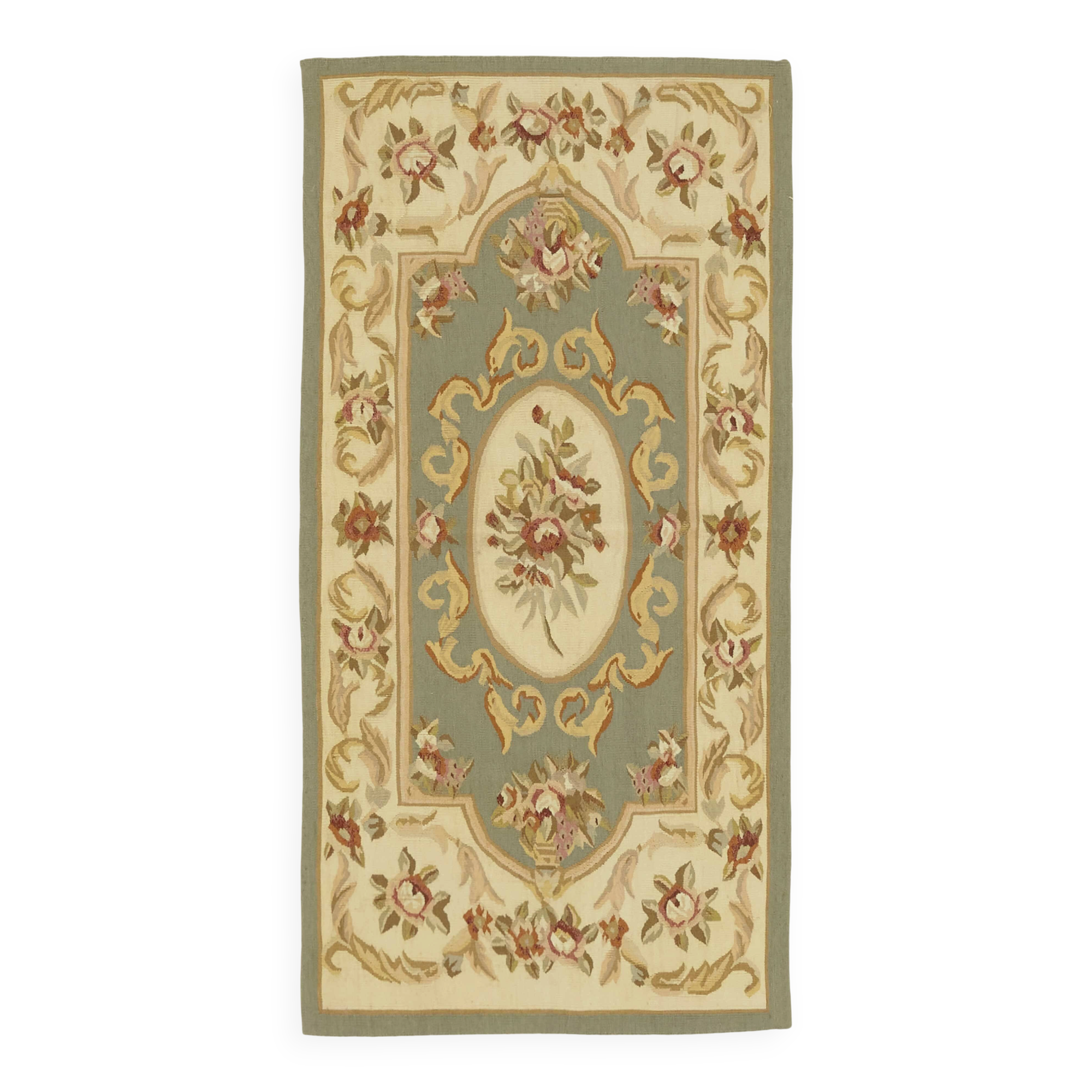 Handmade European Vintage Aubusson Kilim 71 cm x 143 cm