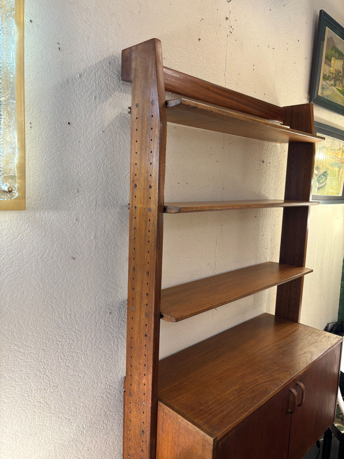 Vintage Scandinavian teak library from the 1960s – design shelf n