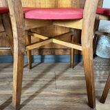 Ensemble de 4 chaises en bois et vinyle rouge