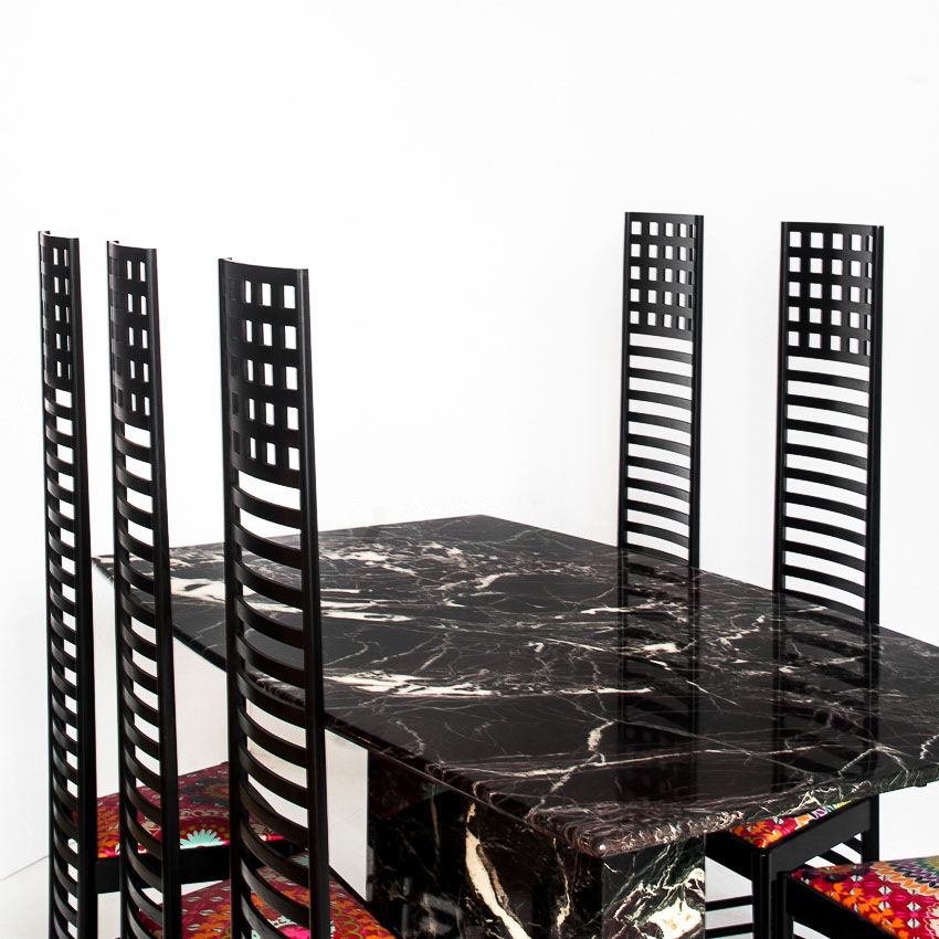 Vintage marble dining table with two extensions, Italy, 80's