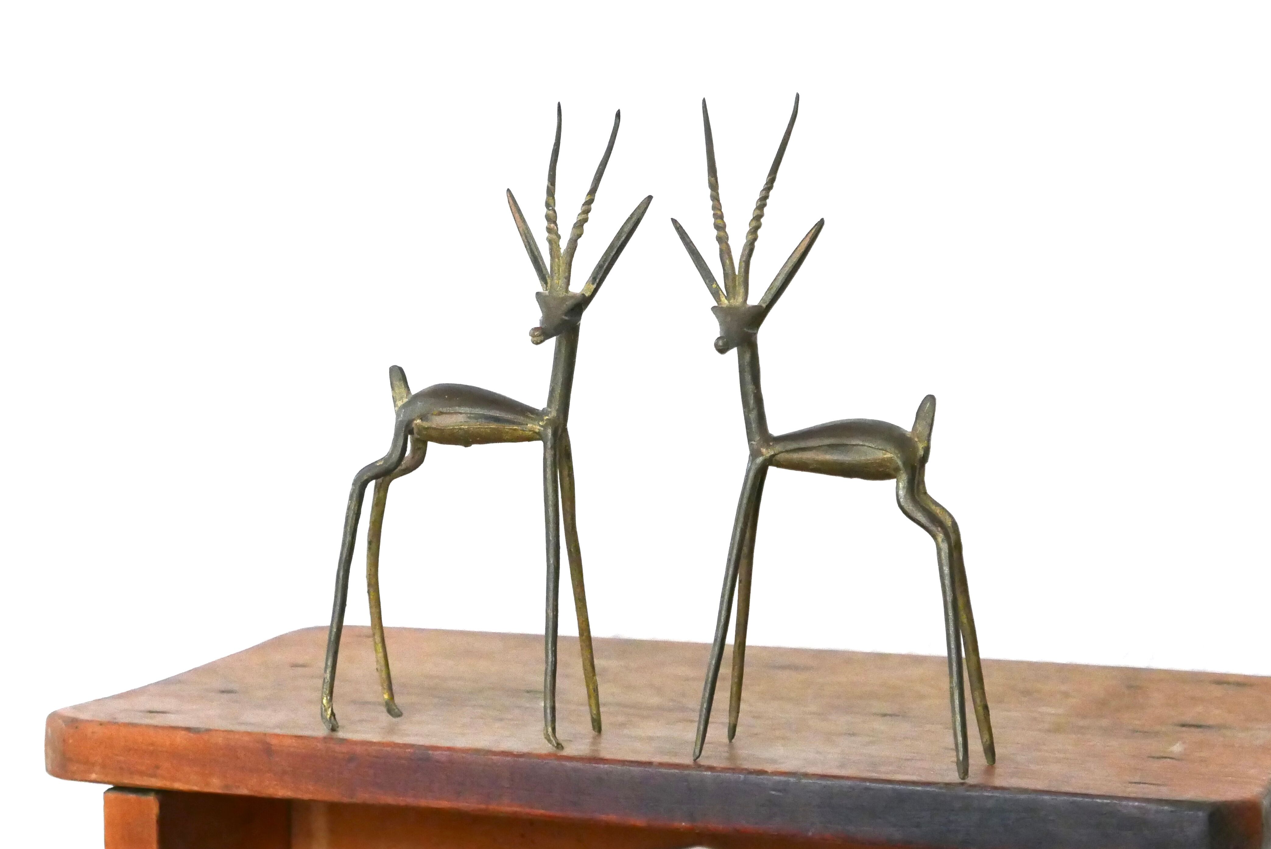 Pair of brass gazelles, 50s