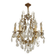 French Art Nouveau chandelier with 6 lights in bronze and crystal Acanthus 5552