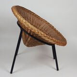 Fauteuil corbeille en rotin 1950