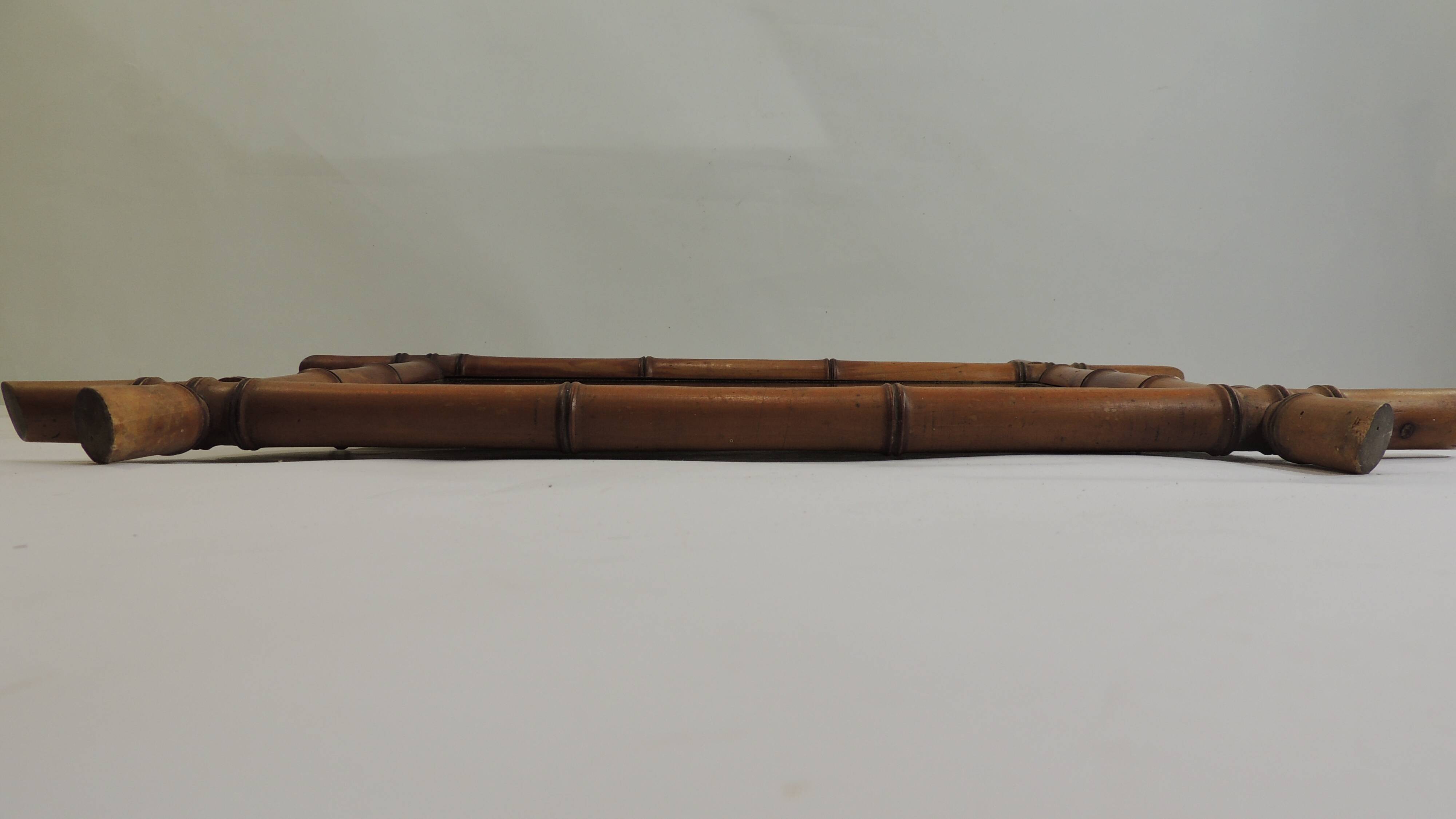 French mercury mirror / faux bamboo / 19th century / carved wood