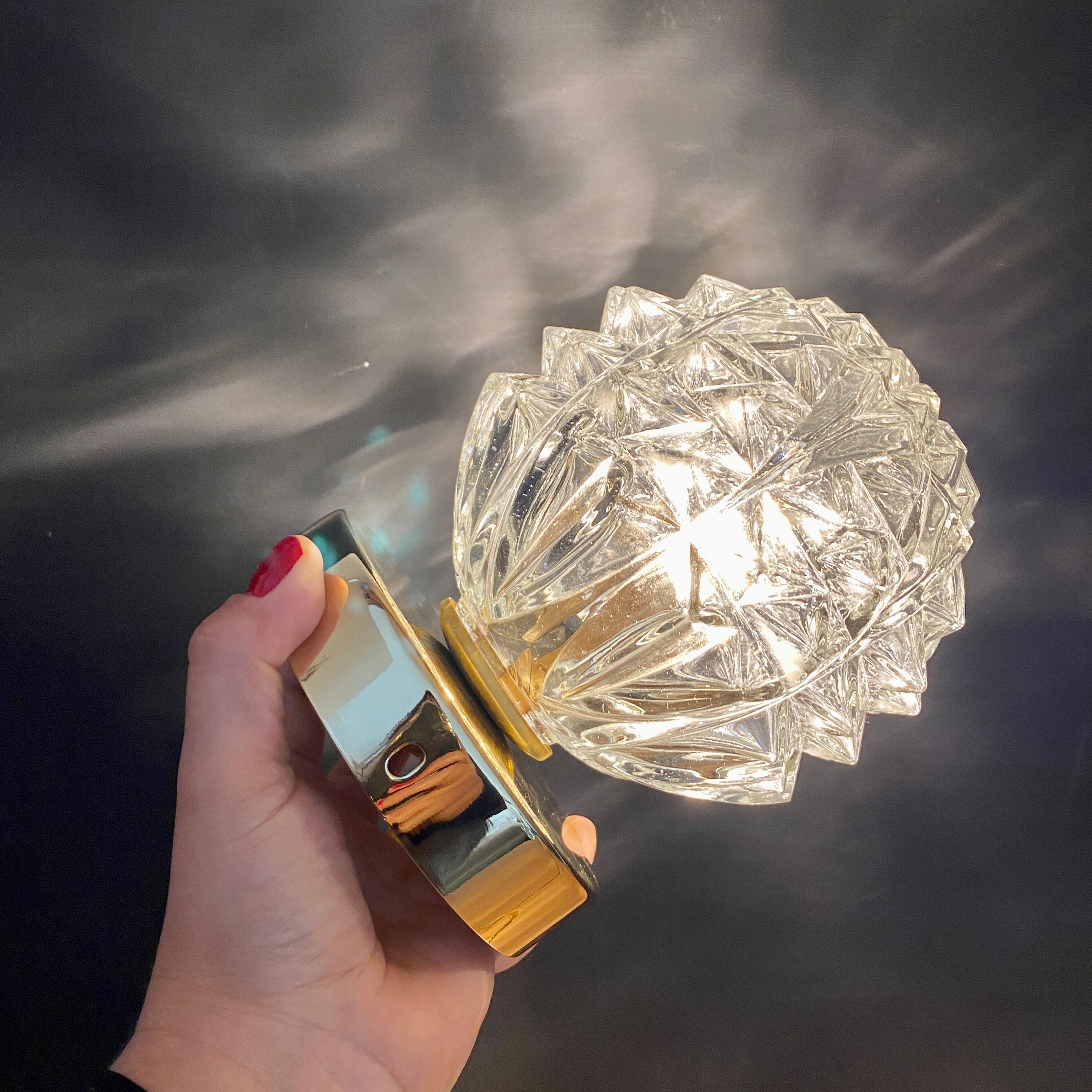 Vintage globe wall lamp, ceiling lamp in molded glass