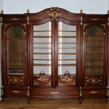 Large Empire library in solid mahogany, late nineteenth century