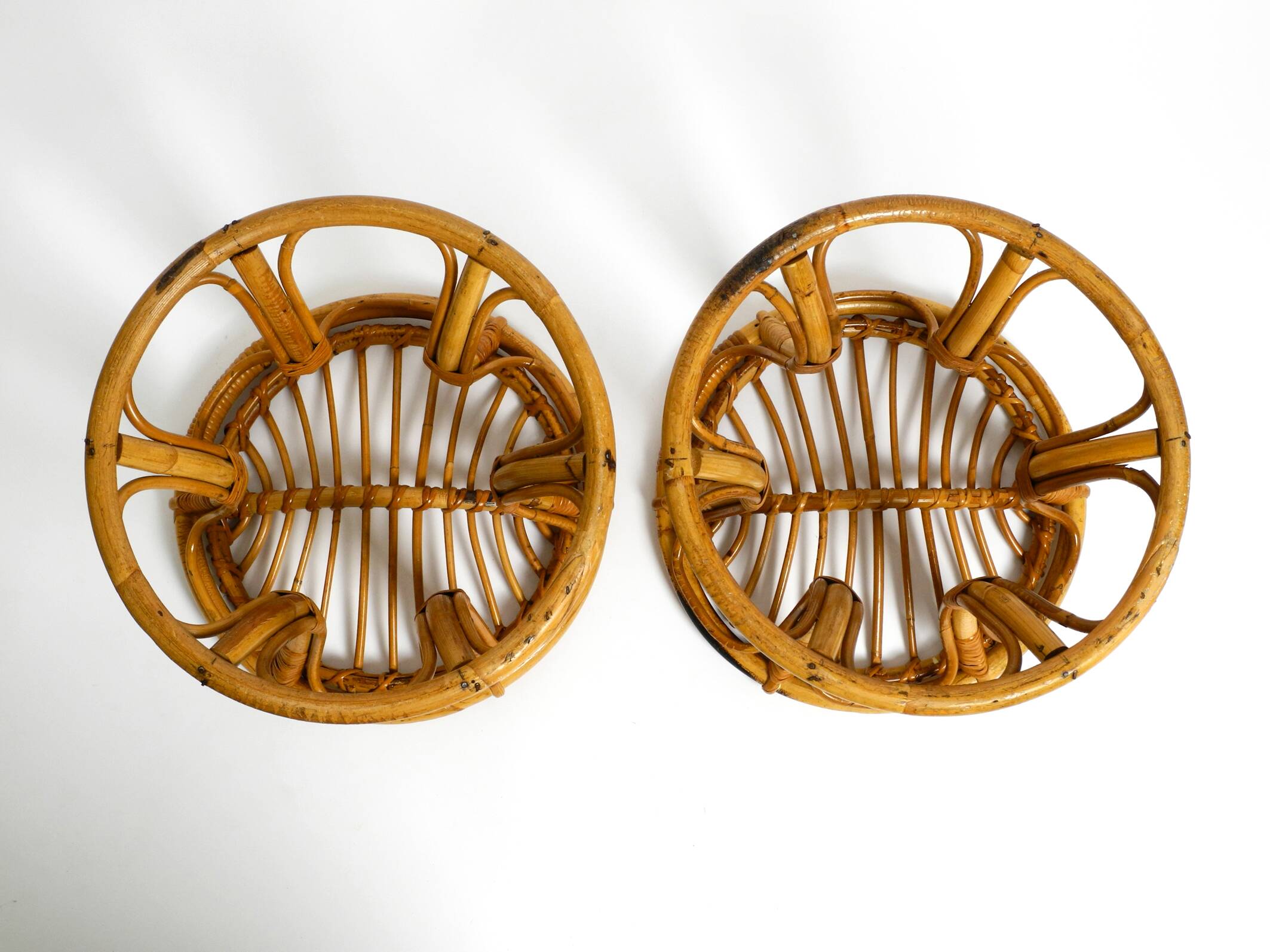 Pair of beautiful rare original 1960's Italian bamboo stools