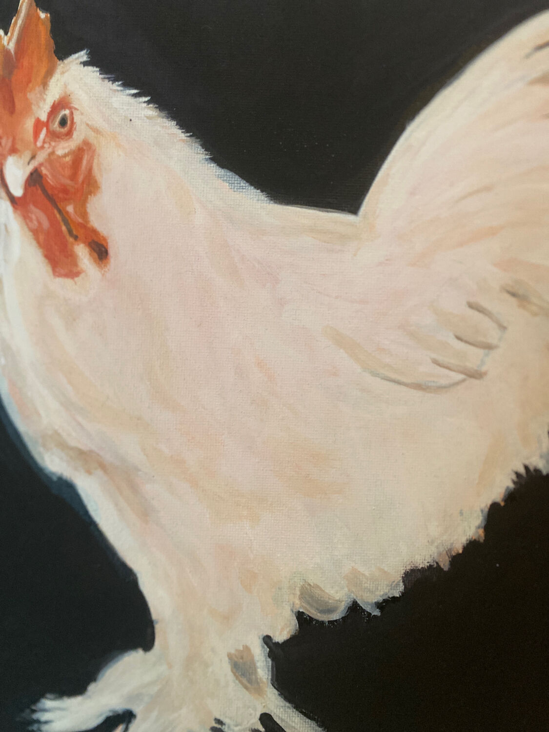 Rooster portrait oil painting on canvas