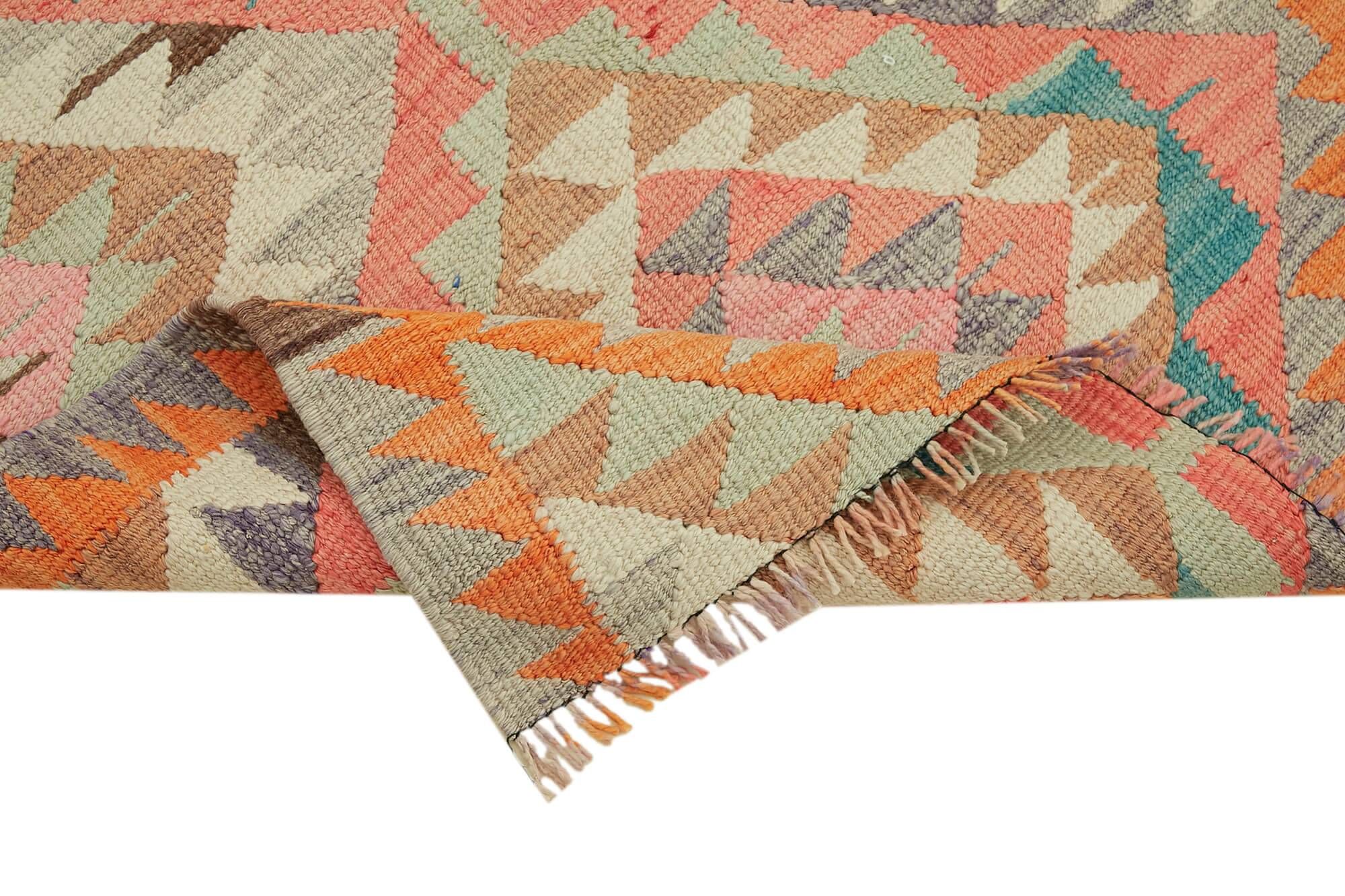 Turkish Handwoven Vintage Herki Kilim 90 cm x 322 cm