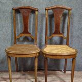 Paire de chaises anciennes en acajou avec cannage – Style Louis XVI